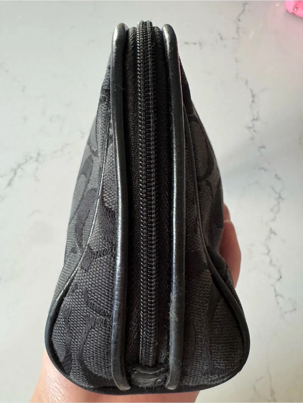 Coach black large cosmetic bag in signature canvas